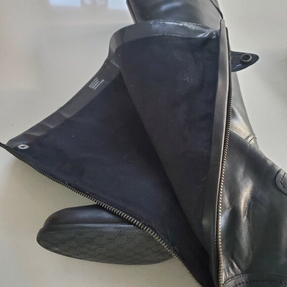 New Franco Sarto Black Leather Tall Riding Boot with Back Zipper size 9.5 - Picture 12 of 14